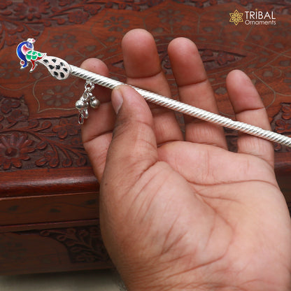 925 sterling silver minakari design bansuri laddu Gopala flute, Krishna flute su1443