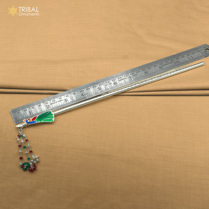925 sterling silver minakari design bansuri laddu Gopala flute, Krishna flute su1444