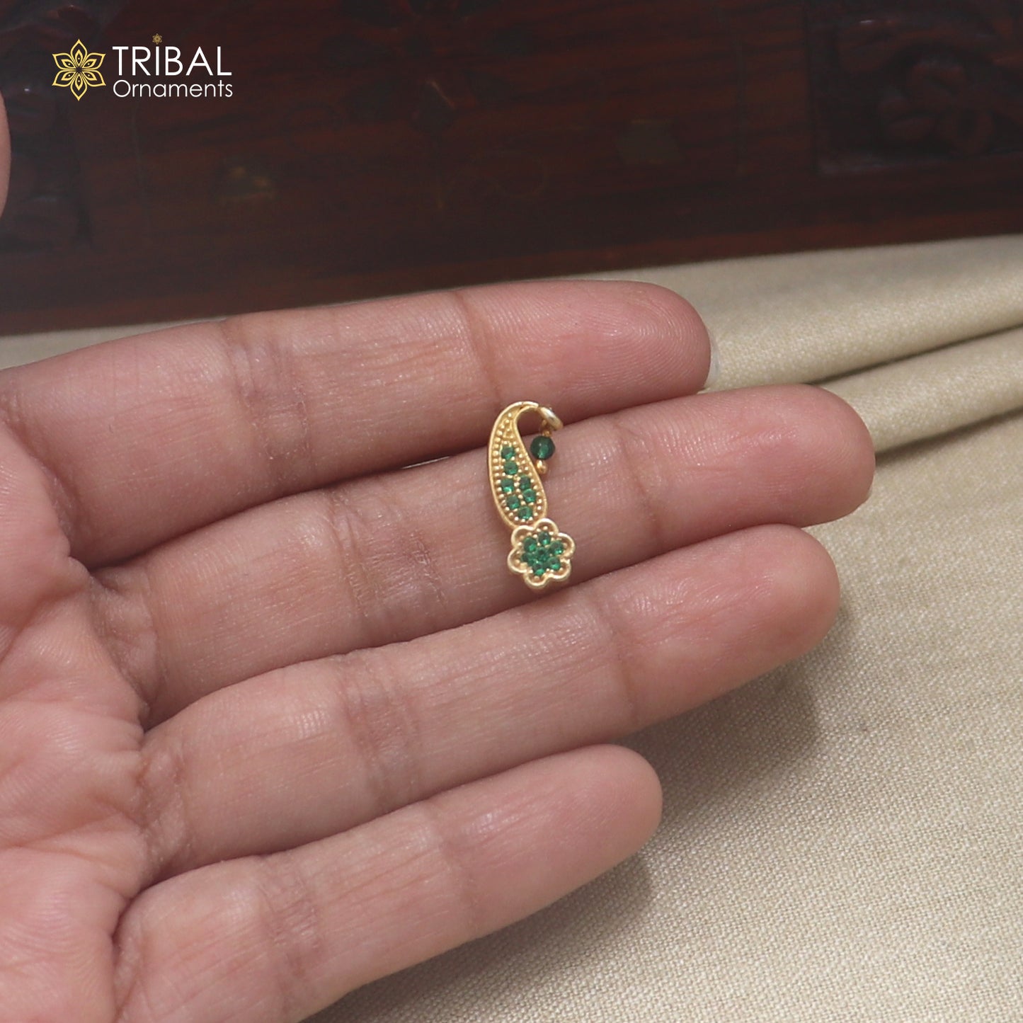 925 sterling silver green stone laddu Gopala sishful traditional Krishna jewelry su1450