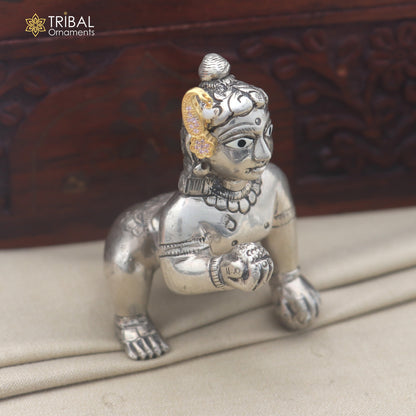 925 sterling silver light pink stone laddu Gopala sishful traditional Krishna jewelry su1451