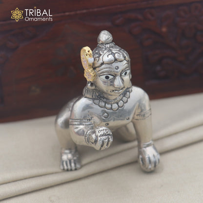 925 sterling silver light pink stone laddu Gopala sishful traditional Krishna jewelry su1451