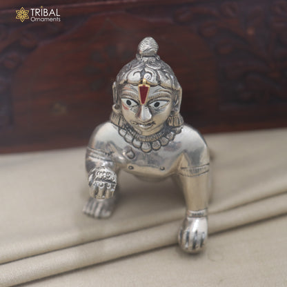 925 sterling silver red tilak stone laddu Gopala traditional idol article su1452