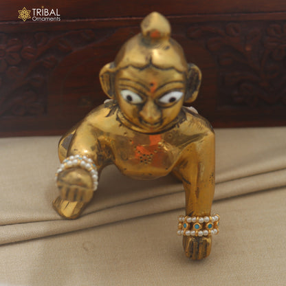 925 sterling silver pearl and turquoise stone laddu Gopala bangle kada traditional Krishna jewelry su1454
