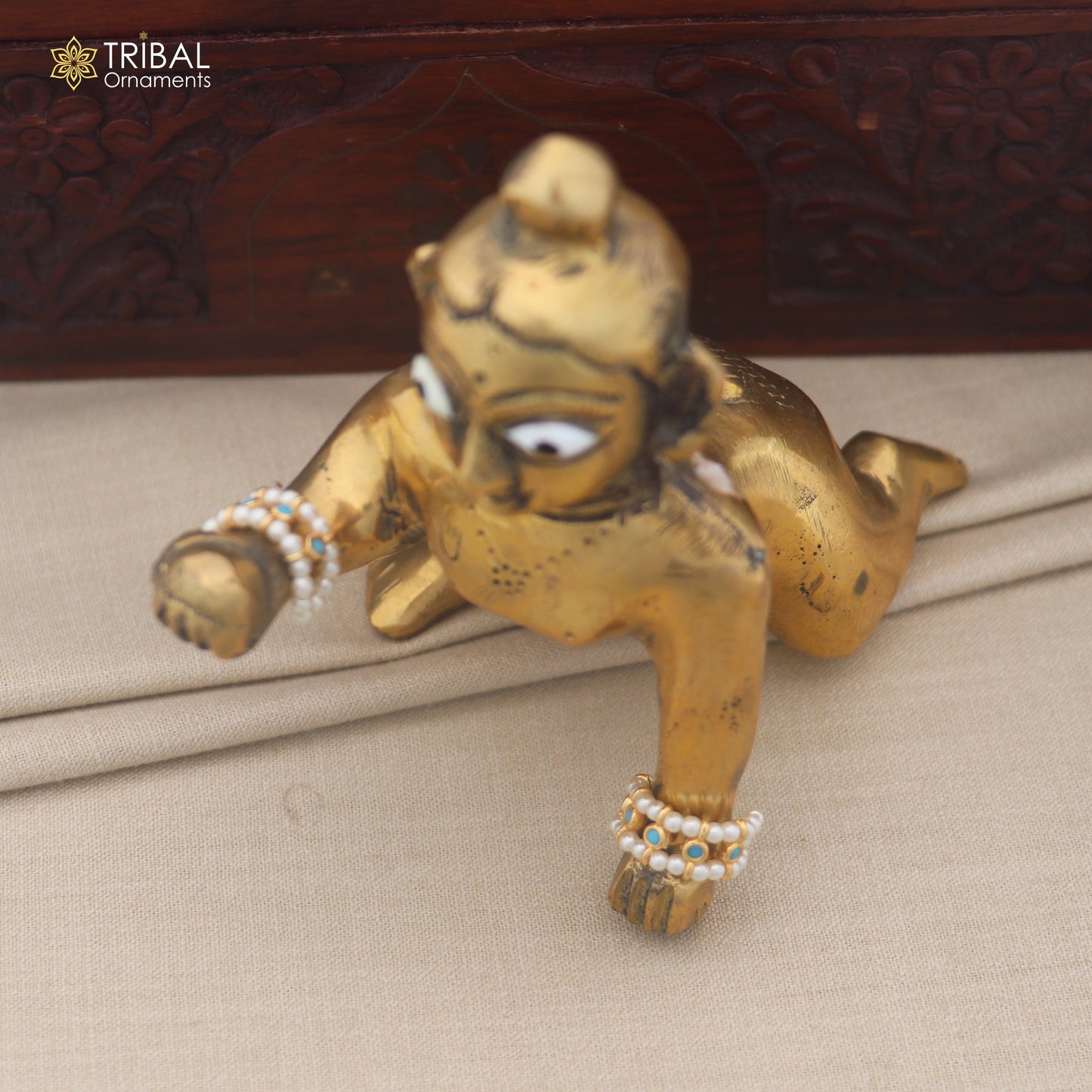 925 sterling silver pearl and turquoise stone laddu Gopala bangle kada traditional Krishna jewelry su1454