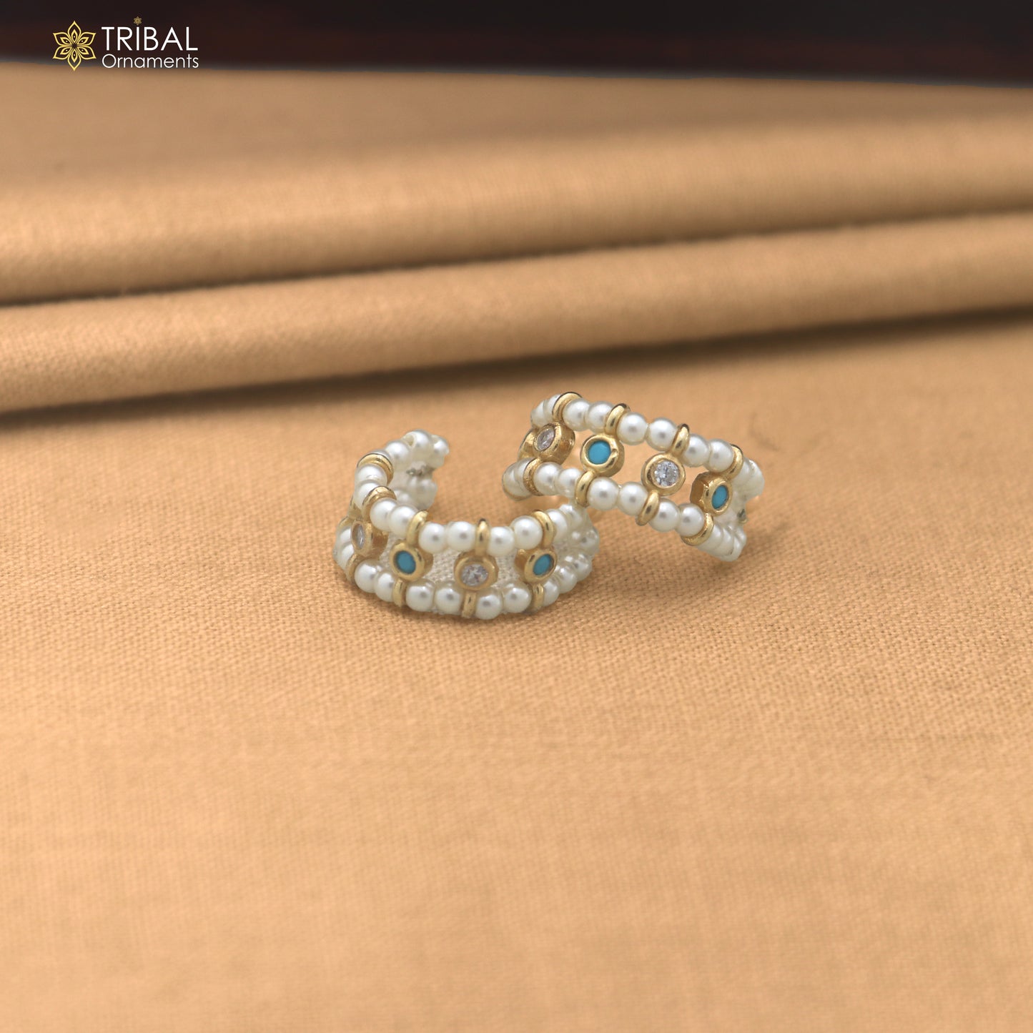 925 sterling silver pearl and turquoise stone laddu Gopala bangle kada traditional Krishna jewelry su1455