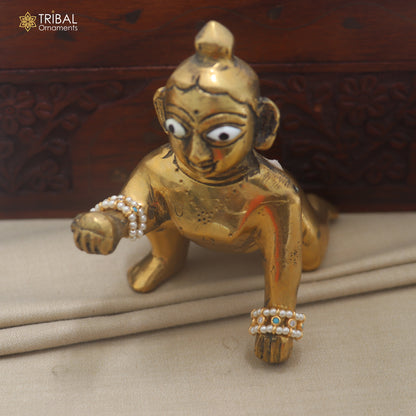 925 sterling silver pearl and turquoise stone laddu Gopala bangle kada traditional Krishna jewelry su1455