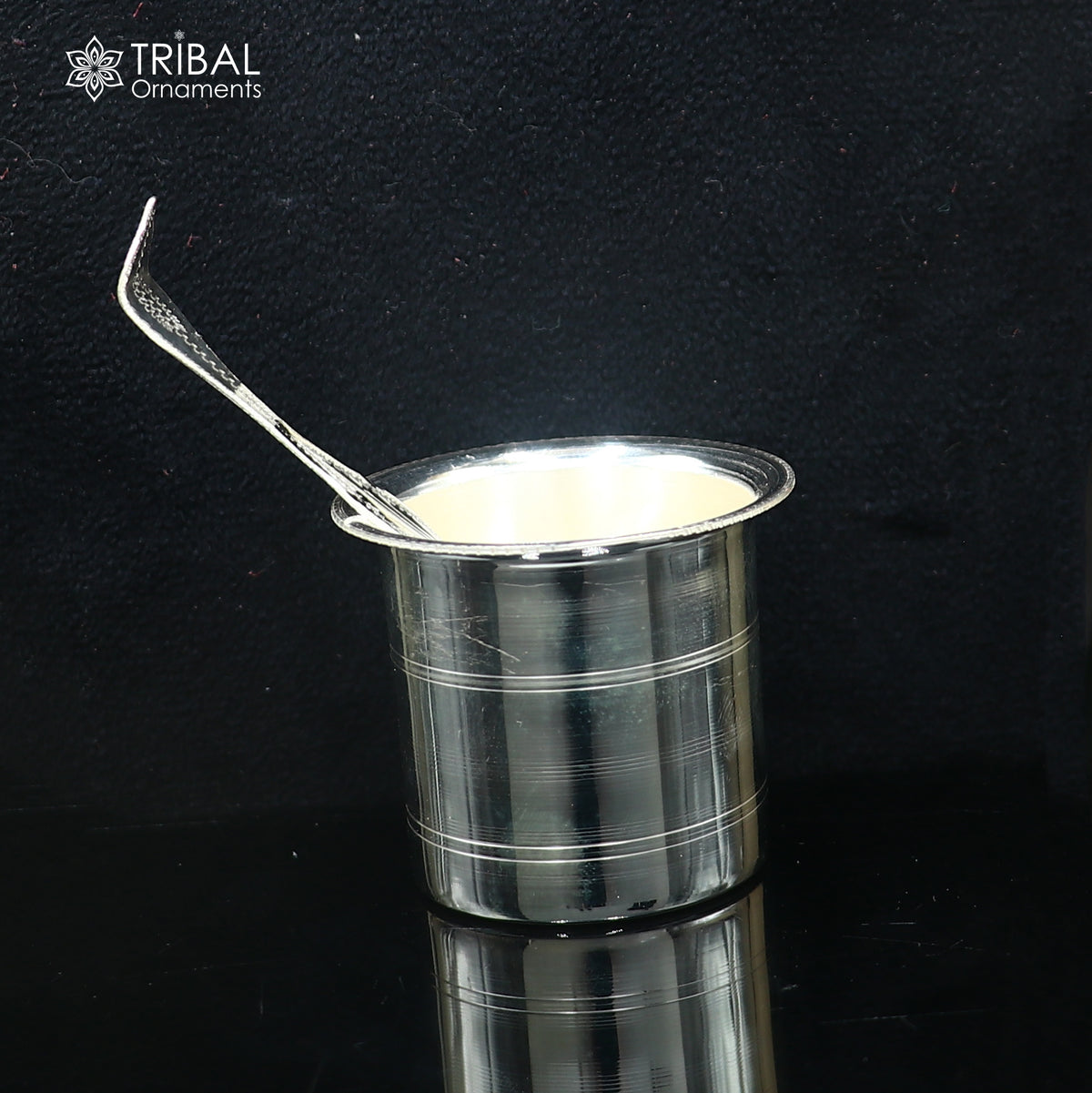 Solid sterling silver Ghee pot with intricate patterns, traditional butter pot for kitchen and puja utensils, tribal design.