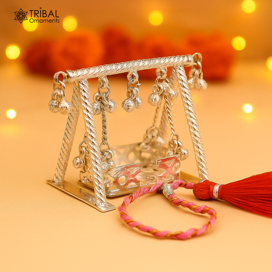 925Sterling silver handmade Bal Gopala jhula, little Krishna swing, child krishan palana, silver jhula, laddu gopal jhula, silver art su369