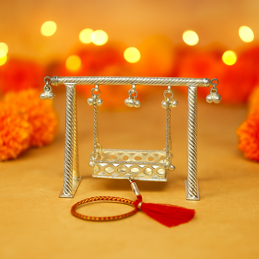 925Sterling silver handmade Bal Gopala jhula, little Krishna swing, child Krishna palana, silver jhula, laddu Gopal Jhula, silver art su380