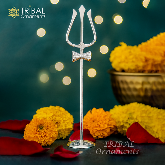 Divine Lord shiva Trident, Solid sterling silver Trishul puja article utensils, goddess trishul trident , god accessories  from india su839