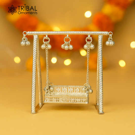 925 sterling silver handmade Bal Gopala jhula, little Krishna swing, child krishan palana, silver jhula, laddu gopal jhula, silver art su84