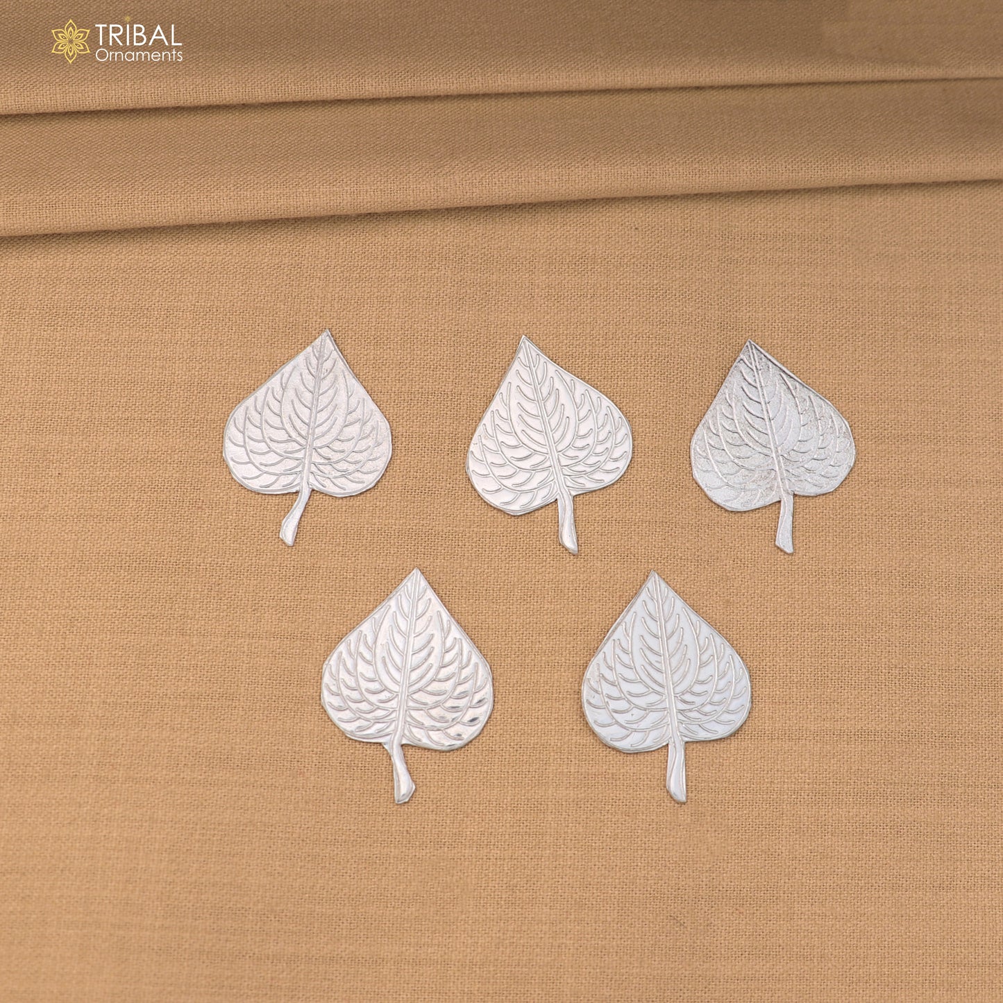 Lot 5 pieces 925 sterling silver handmade pipal leaf, best puja article , silver article su946