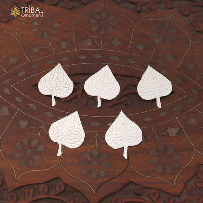 Lot 5 pieces 925 sterling silver handmade pipal leaf, best puja article , silver article su946