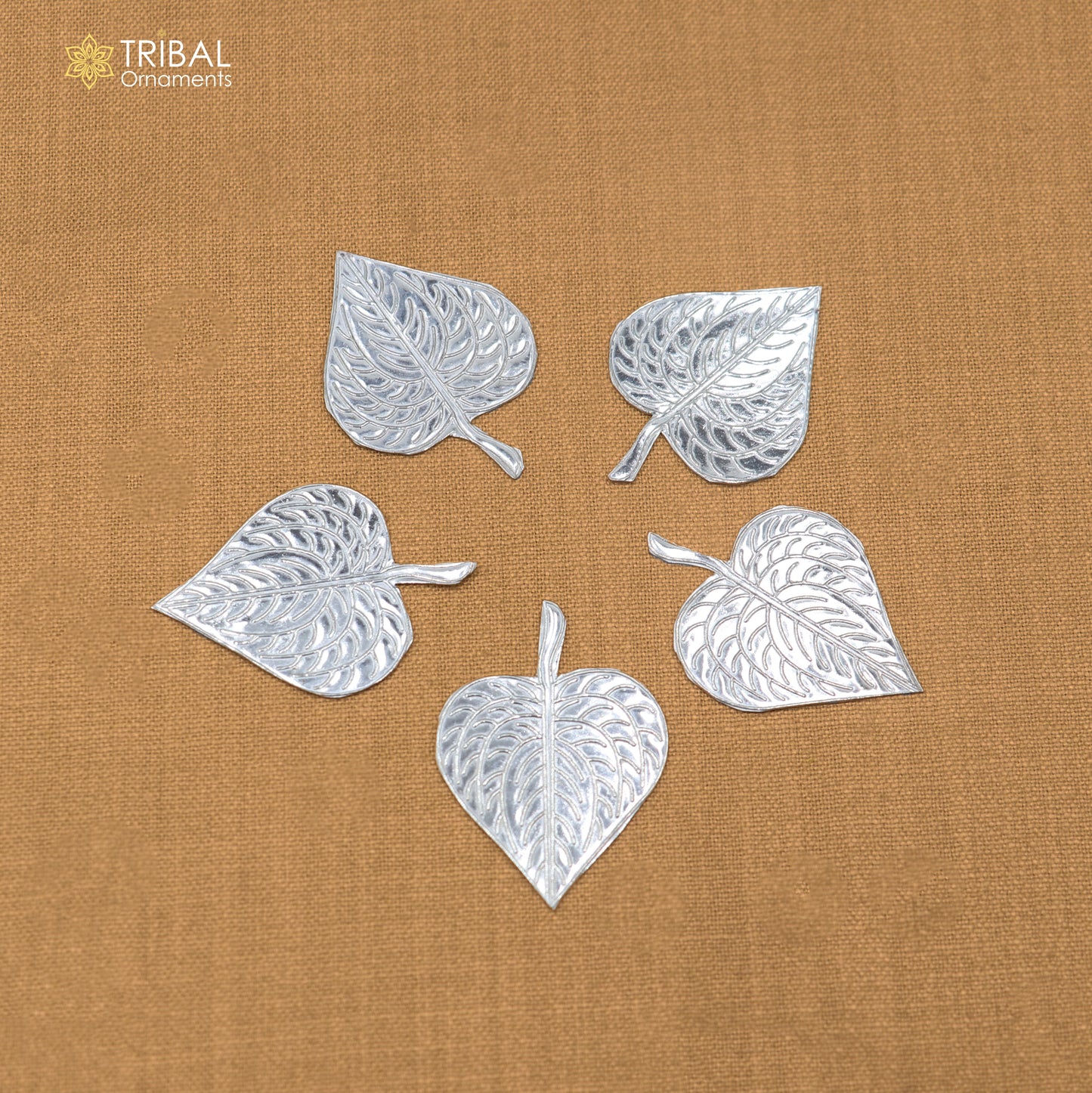 Lot 5 pieces 925 sterling silver handmade pipal leaf, best puja article , silver article su946