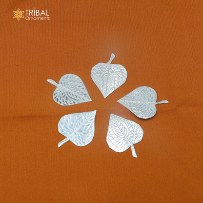 Lot 5 pieces 925 sterling silver handmade pipal leaf, best puja article , silver article su946