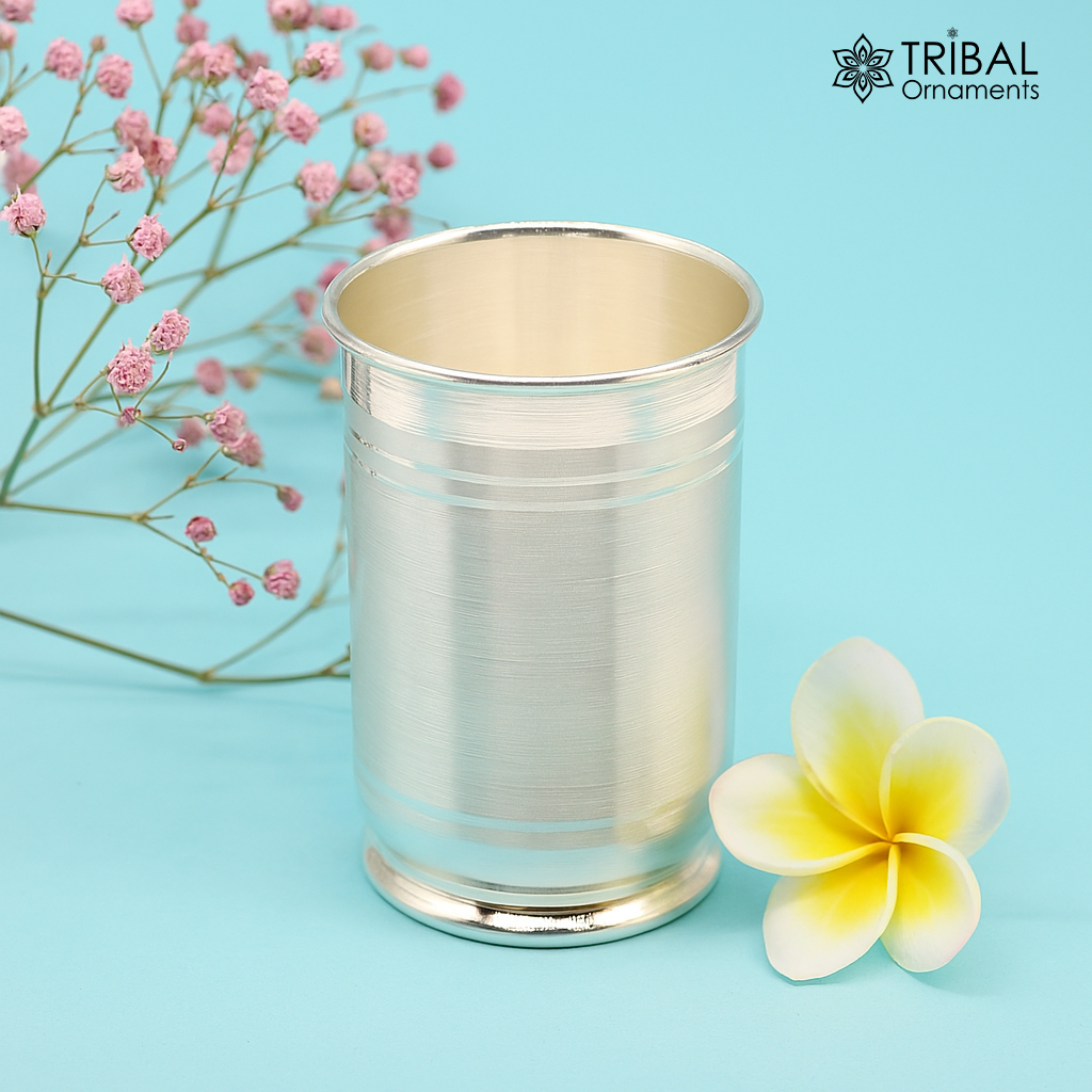 Pure 999 fine silver handmade vessel, water/milk Glass tumbler, silver flask, baby kids silver utensils stay healthy water glass sv100