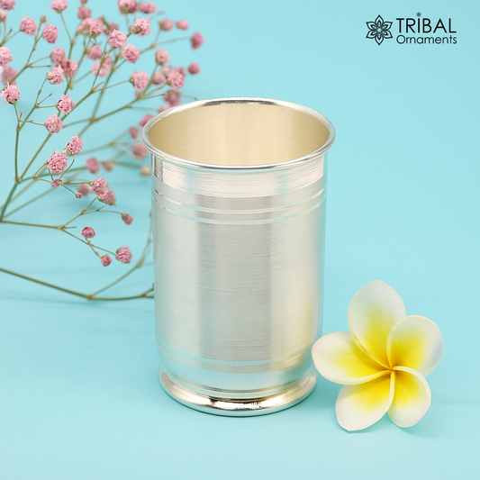 Pure 999 fine silver handmade vessel, water/milk Glass tumbler, silver flask, baby kids silver utensils stay healthy water glass sv100