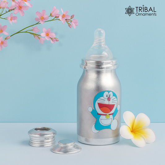 925 Sterling silver doraemon  cartoon design  baby feeder milk bottle/ baby water bottle/ best kids gifting article sv308