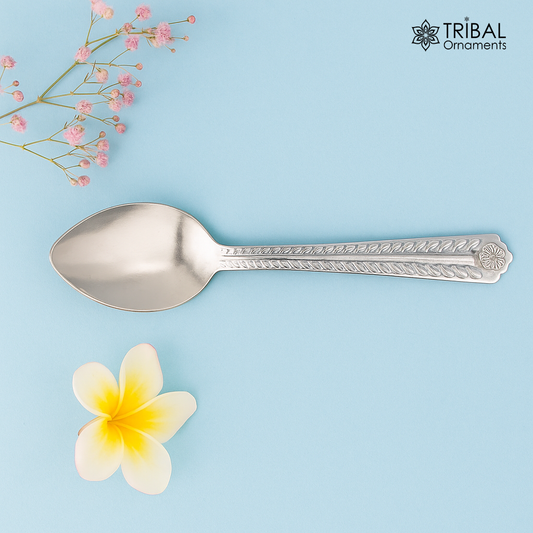 Pure sterling silver handmade solid silver 6" spoon kitchen utensils, vessels, silver has antibacterial properties, keep stay healthy sv58