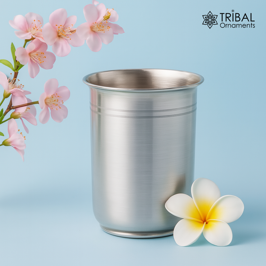 999 Fine silver handmade solid water milk tumbler glass, bowl , flask. baby water tumbler for stay healthy, silver vessels ,utensils sv77