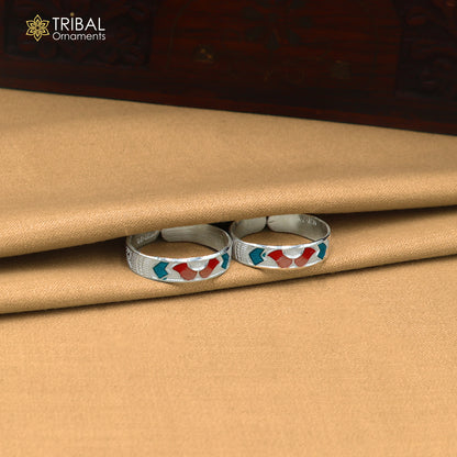 925 sterling silver minakari work thumb ring, toe band stylish women's brides jewelry toer157