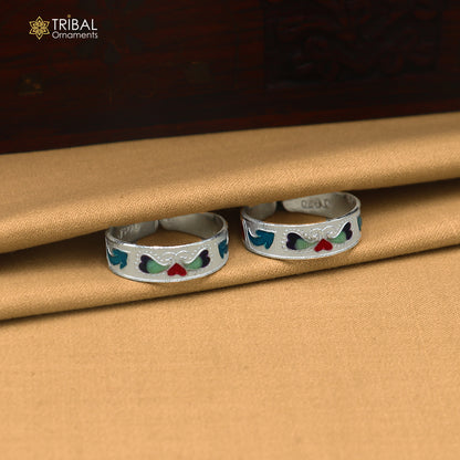 925 sterling silver minakari work thumb ring, toe band stylish women's brides jewelry toer159