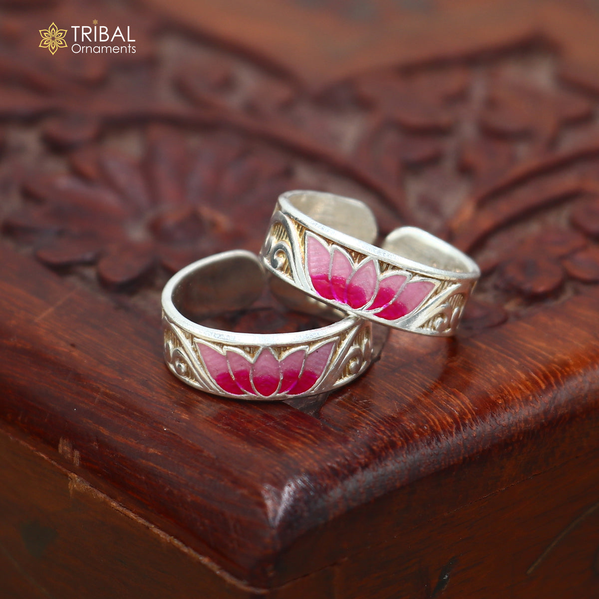 925 sterling silver minakari work toering, toe band stylish women's brides jewelry toer161