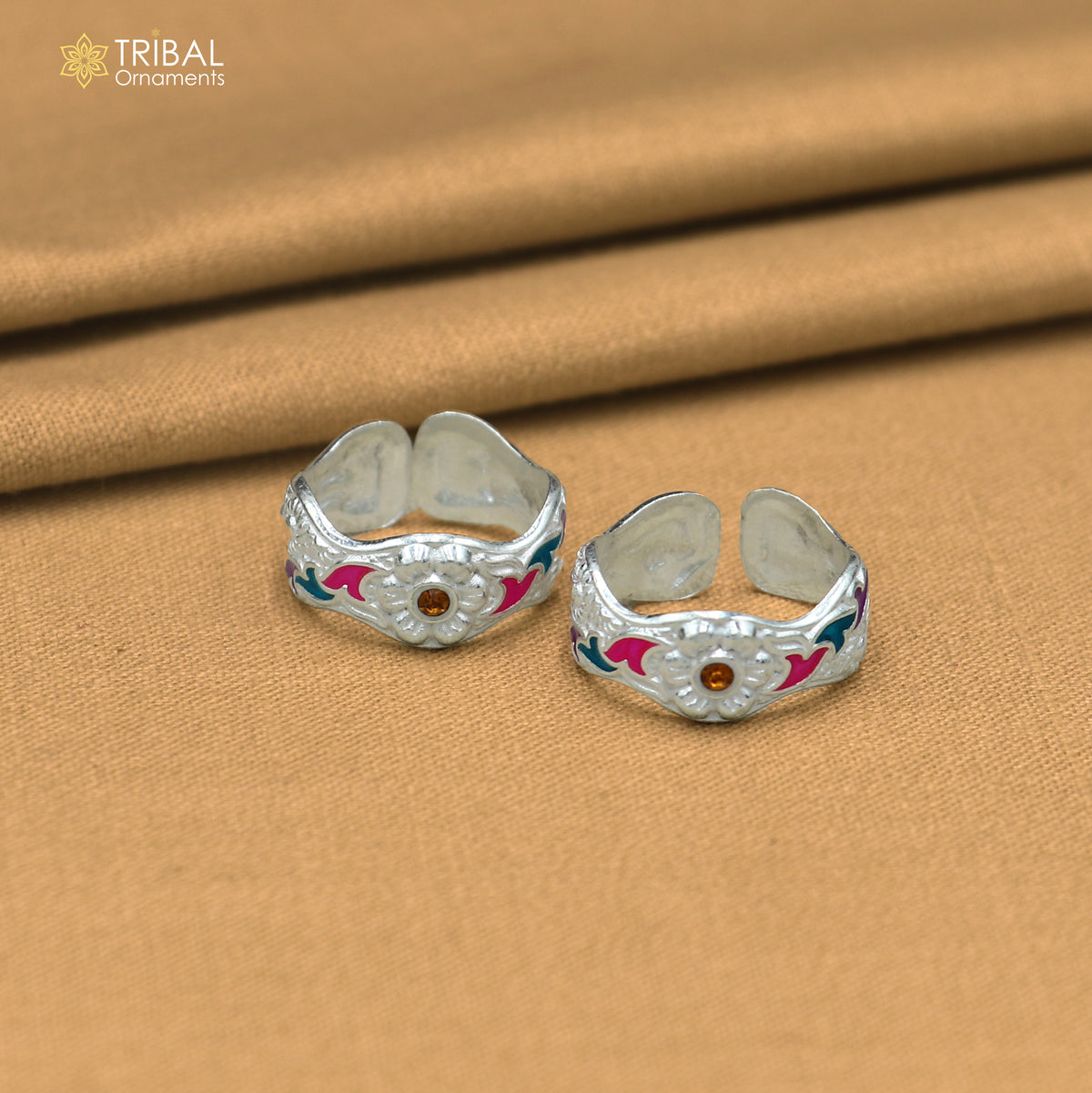 925 sterling silver minakari work toering, toe band stylish women's brides jewelry toer162