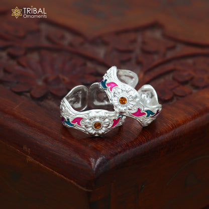 925 sterling silver minakari work toering, toe band stylish women's brides jewelry toer162
