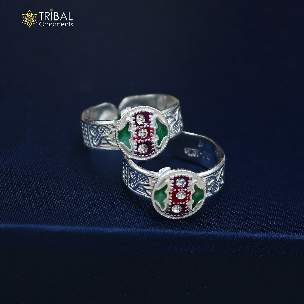 925 sterling silver minakari work toering, toe band stylish women's brides jewelry toer163