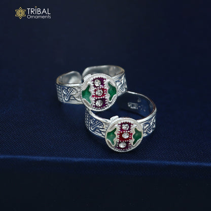 925 sterling silver minakari work toering, toe band stylish women's brides jewelry toer163