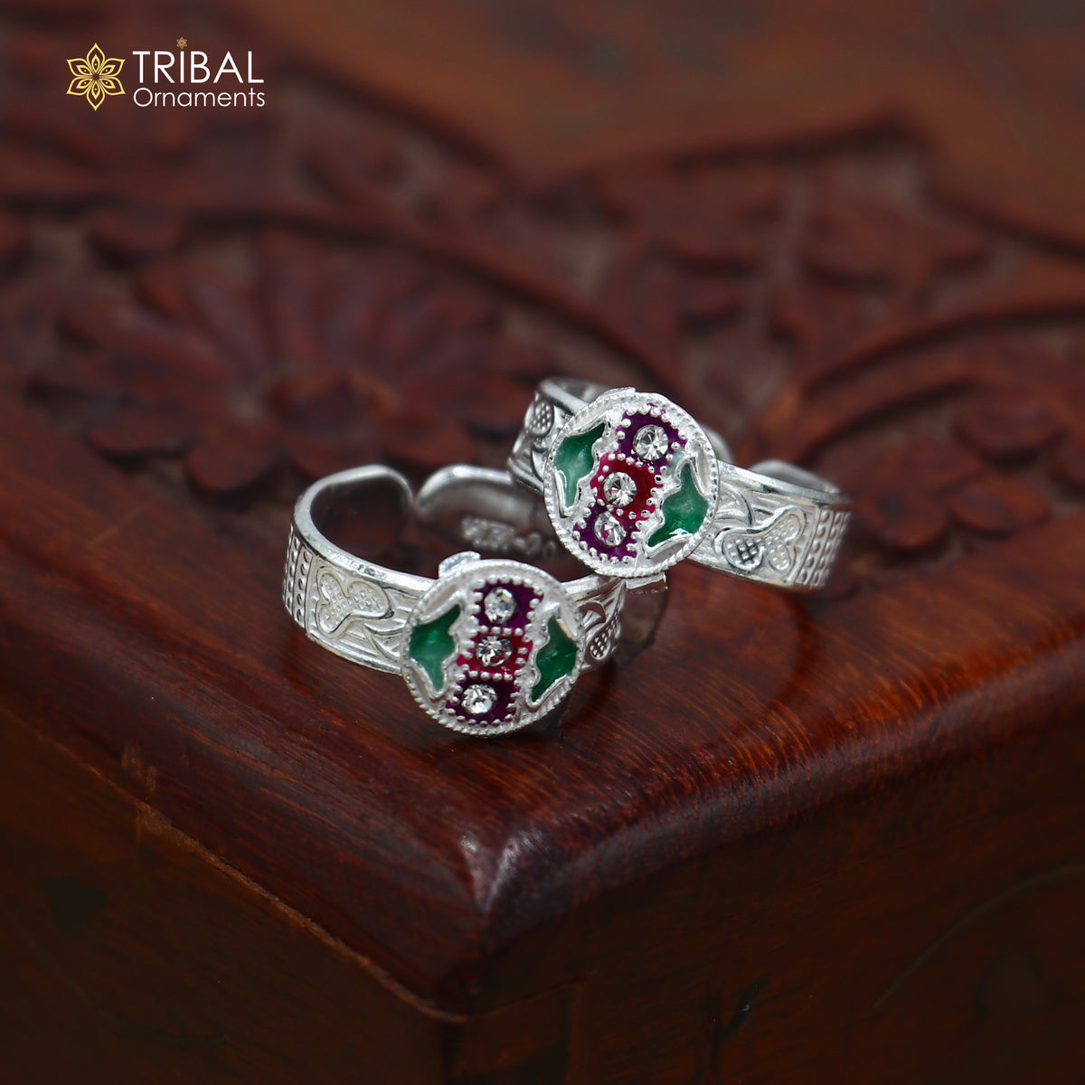 925 sterling silver minakari work toering, toe band stylish women's brides jewelry toer163