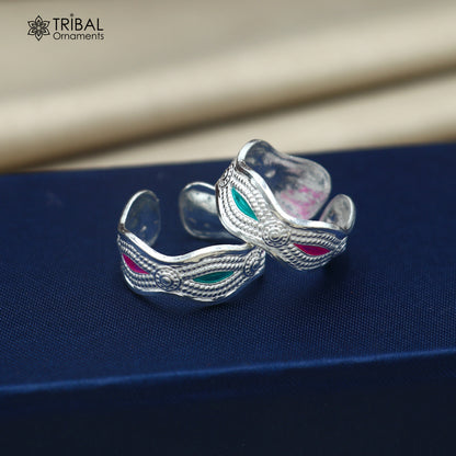 925 sterling silver minakari work toe ring, toe band stylish women's brides jewelry toer165