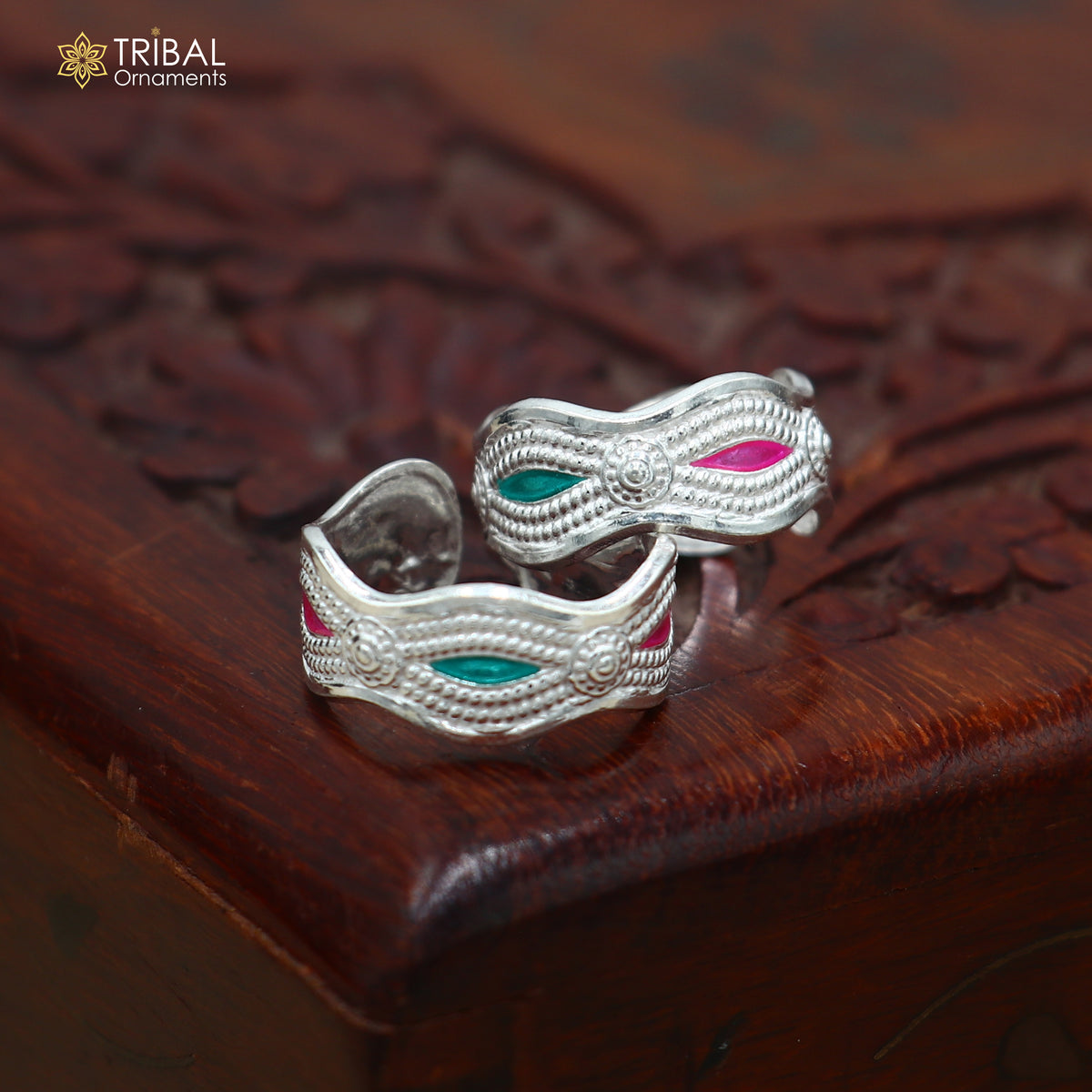 925 sterling silver minakari work toe ring, toe band stylish women's brides jewelry toer165