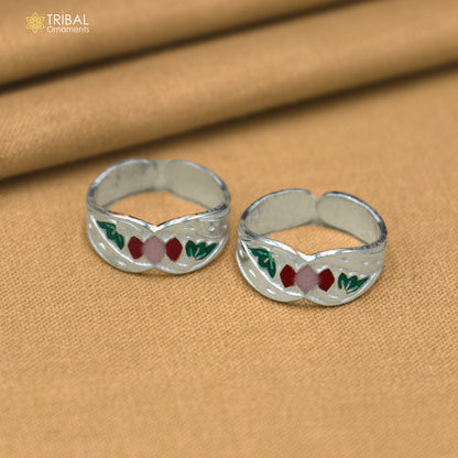 925 sterling silver minakari work toering, toe band stylish women's brides jewelry toer166