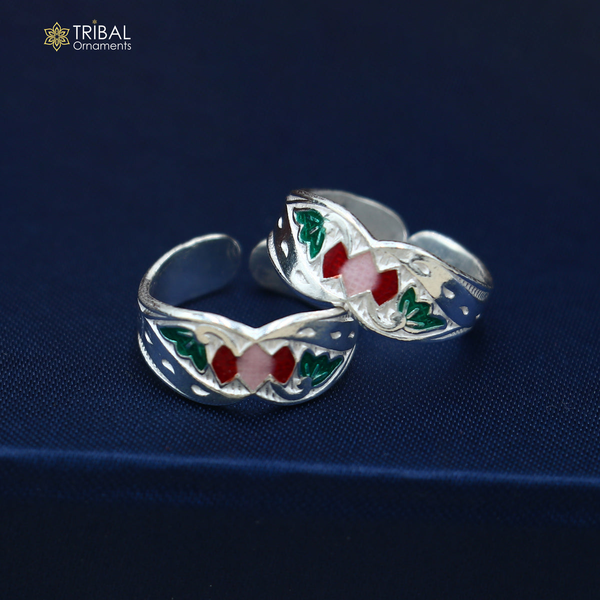 925 sterling silver minakari work toering, toe band stylish women's brides jewelry toer166
