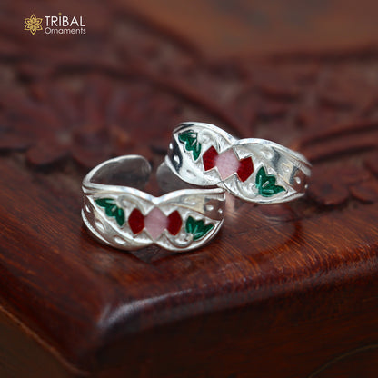 925 sterling silver minakari work toering, toe band stylish women's brides jewelry toer166