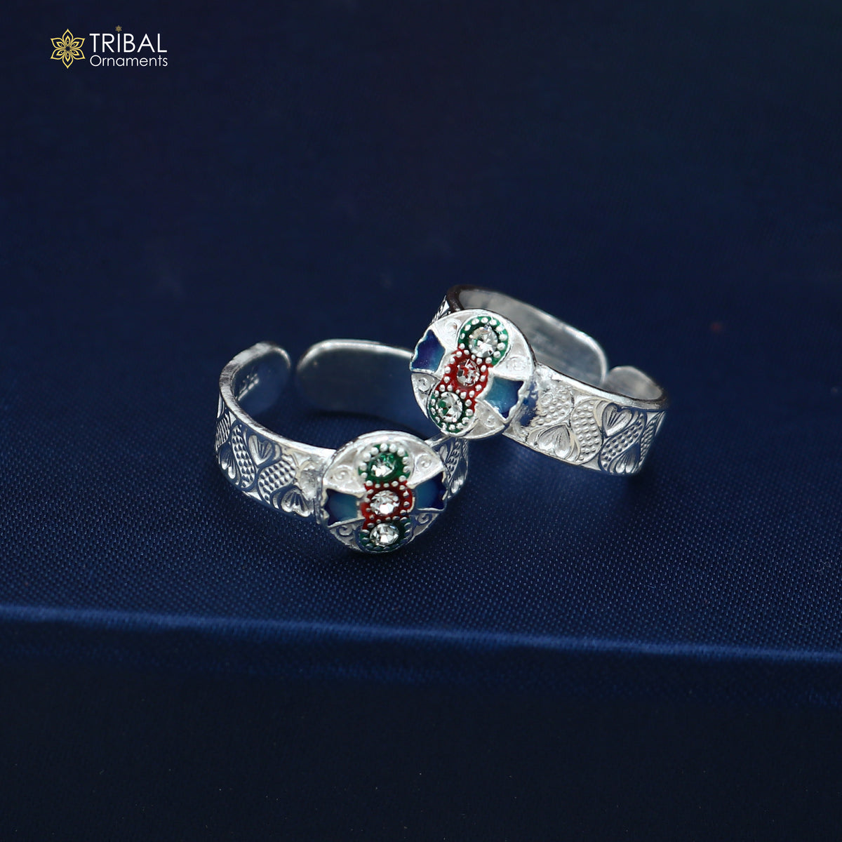 925 sterling silver minakari work toering, toe band stylish women's brides jewelry toer167