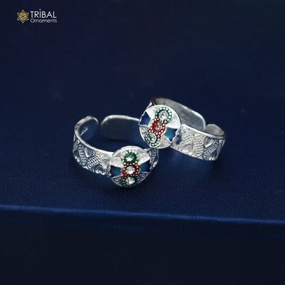 925 sterling silver minakari work toering, toe band stylish women's brides jewelry toer167