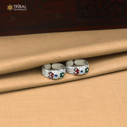 925 sterling silver minakari work toe ring, toe band stylish women's brides jewelry toer168