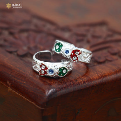 925 sterling silver minakari work toe ring, toe band stylish women's brides jewelry toer168