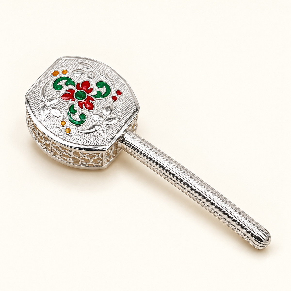925 sterling silver handmade newborn baby Jingling bells toy, baby krishna gifting, silver jhunjhuna, silver temple article su1305