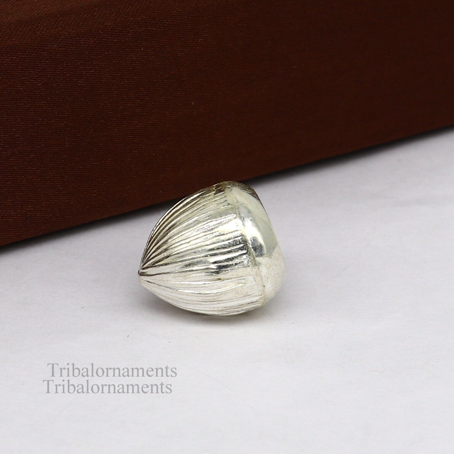 Sterling silver handmade betal palm tree seed and supari for puja rituals, traditional tribal worshipping art utensils.