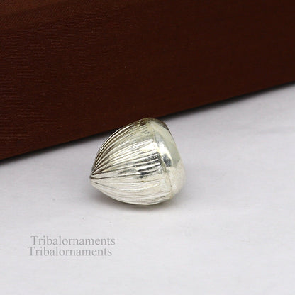 Sterling silver handmade betal palm tree seed and supari for puja rituals, traditional tribal worshipping art utensils.