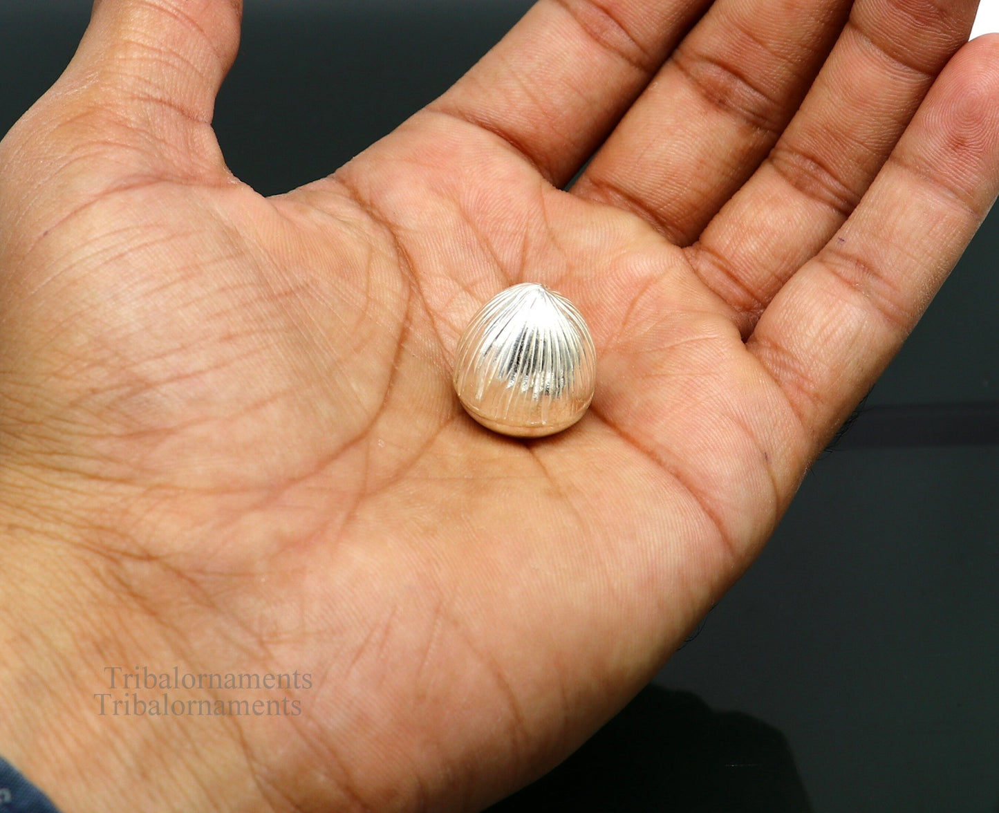 Sterling silver handmade betal palm tree seed and supari for puja, traditional tribal silver betel worshipping art utensil.