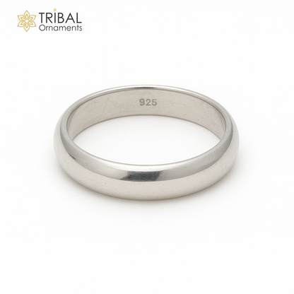 6mm 925 silver ring band by Tribal Ornaments, unisex engagement or wedding ring with custom size, showcasing a sleek, polished design.