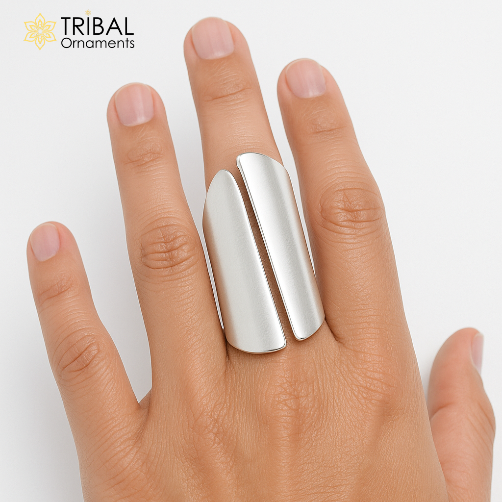 Wide shiny stylish adjustable ring 925 sterling silver ring Jewelry sr802 - TRIBAL ORNAMENTS