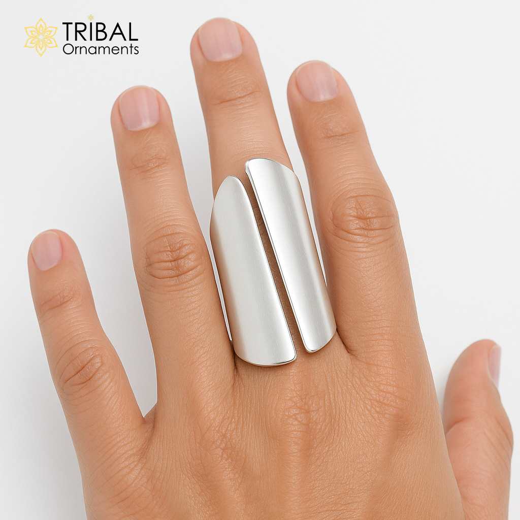 Wide shiny stylish adjustable ring 925 sterling silver ring Jewelry sr802 - TRIBAL ORNAMENTS