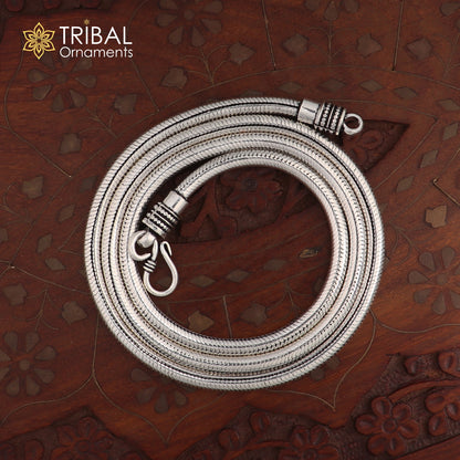 4 mm 925 sterling silver snake pendant chain with oxidized finish, handmade tribal ornament necklace chain, trendy jewelry accessory