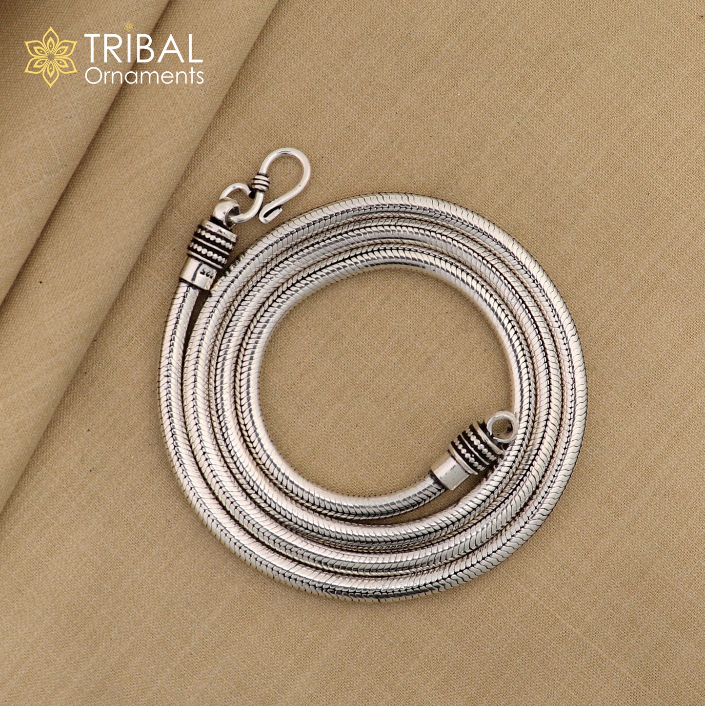 4 mm 16" to 28" long screw chain 925 sterling silver handmade snake chain pendant chain, necklace chain, oxidized silver trendy chain ch105 - TRIBAL ORNAMENTS